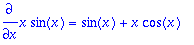diff(x*sin(x),x) = sin(x)+x*cos(x)