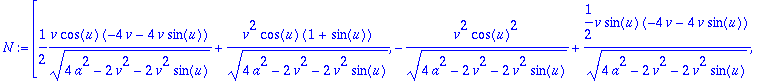 N := vector([1/2*v*cos(u)*(-4*v-4*v*sin(u))/(sqrt(4...