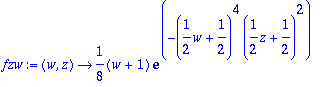 fzw := proc (w, z) options operator, arrow; 1/8*(w+...