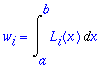 w[i] = Int(L[i](x),x = a .. b)