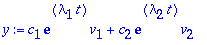 y := c[1]*exp(lambda[1]*t)*v[1]+c[2]*exp(lambda[2]*...