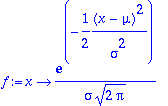 f := proc (x) options operator, arrow; exp(-1/2*(x-...