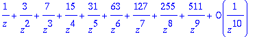 1/z+3/(z^2)+7/(z^3)+15/(z^4)+31/(z^5)+63/(z^6)+127/...
