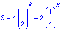 3-4*(1/2)^k+2*(1/4)^k
