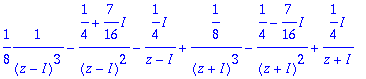 1/8*1/((z-I)^3)-(1/4+7/16*I)/((z-I)^2)-1/4*I/(z-I)+...